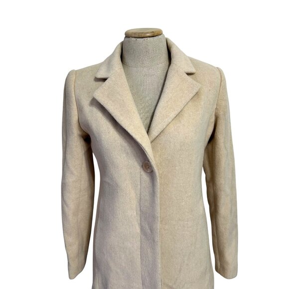 Marvin Richards Womens Sz 2 Wool & Cashmere Blend Coat Beige Lining Button Closu - Picture 14 of 16